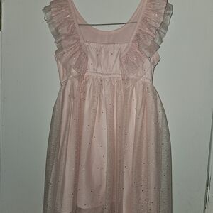 Pink Ruffled Dress with Glitter Details